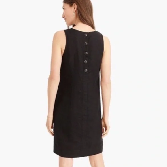 J. Crew Button Back 100% Linen Shift Dress Black Size XS - Picture 2 of 10